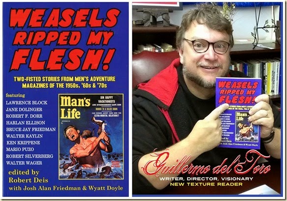Guillermo Del Toro with WEASELS RIPPED MY FLESH book