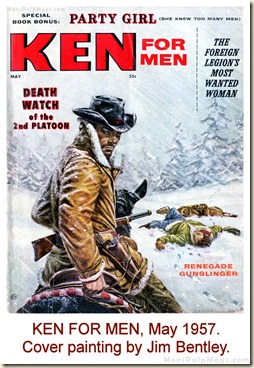 KEN FOR MEN, May 1957. Cover painting by Jim Bentley WM