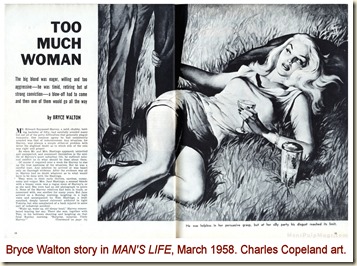 MAN'S LIFE, March 1958 - Bryce Walton story, Charles Copeland art