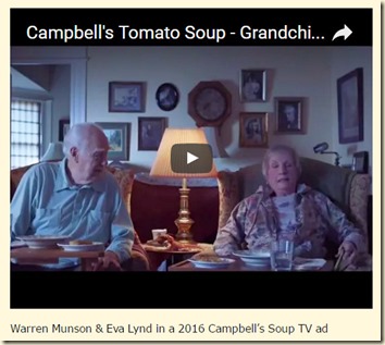 Warren Munson & Eva Lynd, Campbell's Soup ad