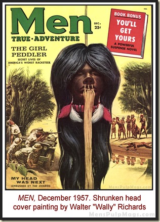 MEN, Dec 1957 - Shrunken head cover by Wally Richards REV