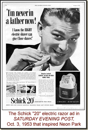 Saturday Evening Post, Oct 3, 1953 - Schick razor ad