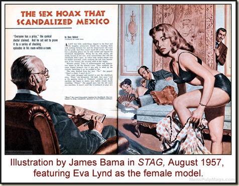 STAG, Aug 1957 - James Bama artwork, Eva Lynd model WM2