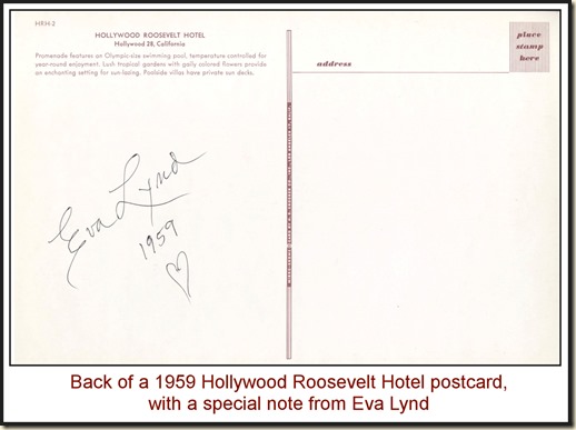 Eva Lynd - Hollywood Roosevelt Hotel (1959) - back WM2