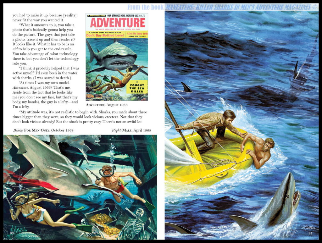 Mort Künstler shark paintings from MANEATERS: Killer Sharks in Men's Adventure Magazines p2 & 3