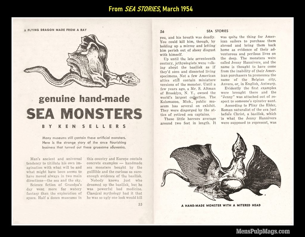 Hand-Made Sea Monsters article showing fabricated creatures known as Jenny Hanivers